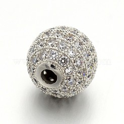 CZ abalorios redondas de latón micro pave circonio cúbico&nbsp;ZIRC-L017-01P
