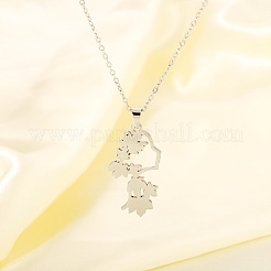 Collares con colgante humano de hoja de arce 3D de acero inoxidable 304 para mujer&nbsp;WG5264D-02