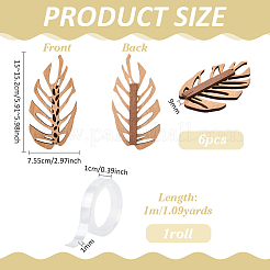 6 pince de fixation murale en bois&nbsp;AJEW-FG0005-96B