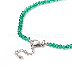 Collares de cuentas bicono de vidrio transparente con cierre de pinza de langosta de acero inoxidable 304 y extensor de cadena.&nbsp;NJEW-JN04223