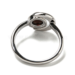 Bagues réglables en agate noire teinte naturelle et chauffée&nbsp;RJEW-K269-09P-03
