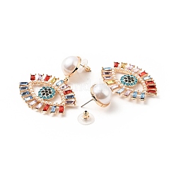 Orecchini pendenti con occhio di strass con perle acriliche in rilievo&nbsp;EJEW-J045-01KCG