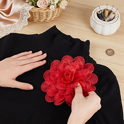 Blumenbroschen aus Polyester&nbsp;JEWB-WH0020-130B