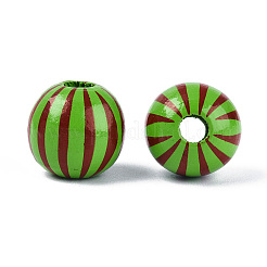 Cuentas de madera Schima pintadas con aerosol para Navidad&nbsp;WOOD-T032-35B