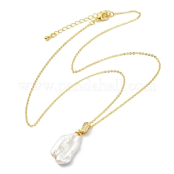 Collana da donna con ciondolo a forma di perla keshi barocca naturale e catena a maglie in ottone.&nbsp;NJEW-JN06174