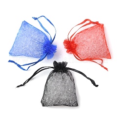 20 pièces 10 couleurs rectangle organza sacs à cordon&nbsp;CON-YW0001-31C