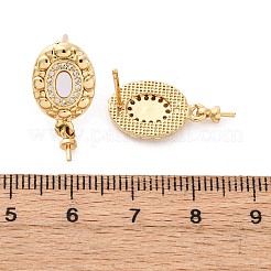 Ohrstecker aus Messing mit Mikropavé und Zirkonia in Muschelform&nbsp;KK-D363-10G