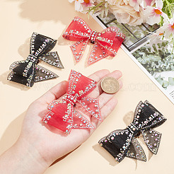 4 pieza de adornos para zapatos de poliéster con lazo y rhinestone en 2 colores&nbsp;AJEW-HY0001-80A