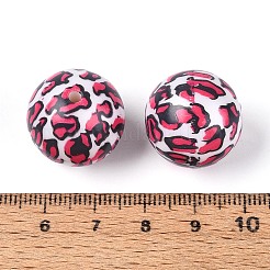 Runde Perlen aus ABS-Kunststoff mit Leopardenmuster&nbsp;SACR-T017-75B-02