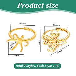 2 Stück 2 Stile verstellbare Messing-Fingerring-Komponenten&nbsp;KK-PH0013-36