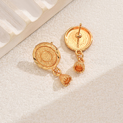 Boucles d'oreilles à tige en laiton vintage avec pièce de monnaie ronde et plate&nbsp;QH3726