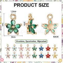 16 pièces 8 couleurs laiton micro pavé pendentifs zircone cubique&nbsp;KK-PH0014-58