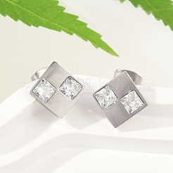 Ohrstecker aus 304 Edelstahl mit Mikropavé und klaren Zirkonia&nbsp;EJEW-Z089-25P