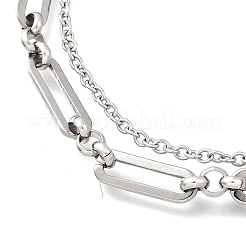 304 Edelstahlkabel- und Büroklammerkettenarmbänder&nbsp;BJEW-JB12331-02