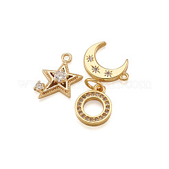 10pcs 5 pendentifs en laiton micro pavé clair en zircone cubique&nbsp;ZIRC-BT0001-01G
