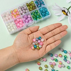 210~250 Stück 10 Stil sprühlackierte Knisterglasperlen&nbsp;CCG-YW0001-06