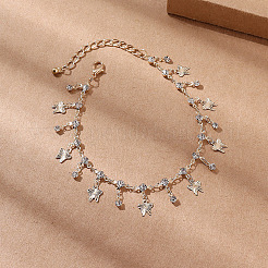 Böhmische Fußkettchen aus Legierung mit Kristall-Strass-Quaste für Damen&nbsp;FS-WG0C793-01