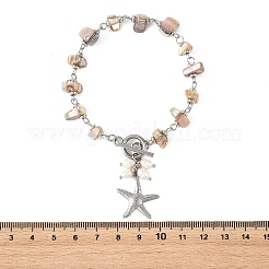 Bracelets à breloques en acier inoxydable 304 en forme d'étoile de mer&nbsp;BJEW-JB14373-02