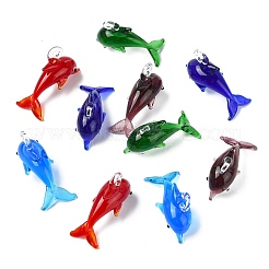 10 Stück 5 Farben handgefertigte Silberfolie Bunte Malerei Anhänger&nbsp;LAMP-CJ0002-53