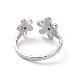 Anello aperto a forma di fiore in acciaio inossidabile 304 anti-ossidazione per donna&nbsp;RJEW-D120-07P