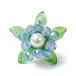 Vetro con perle di conchiglia rotonde e ciondoli in acrilico e pendenti con perline di semi in ottone&nbsp;PALLOY-MZ00646
