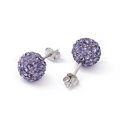 Geschenke zum Valentinstag 925 Sterling Silber österreichische Kristall Strass Kugel Ohrstecker für Mädchen&nbsp;Q286H221