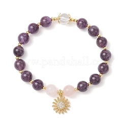 Bracelets de perles rondes en améthyste naturelle&nbsp;BJEW-JB11934-02