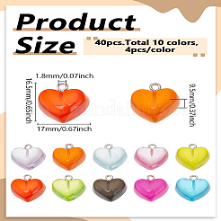 40pcs 10 Farben transparente Harzanhänger&nbsp;RESI-LP0001-46