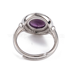 Anelli rotondi regolabili con ametista naturale&nbsp;RJEW-K271-04P-08