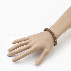 Bracciali elasticizzati in perle di sandalo tinto naturale&nbsp;BJEW-JB03843-01