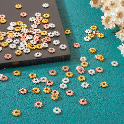 300 Stück Gänseblümchen-Abstandshalterperlen aus Legierung in 3 Farben&nbsp;PALLOY-CD0001-11