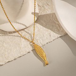 Colliers européens avec pendentif poisson océanique en acier inoxydable 304 pour femmes&nbsp;JS5120