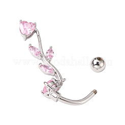 Zweig Nabelringe aus Messing mit Zirkonia&nbsp;AJEW-EE0001-03B