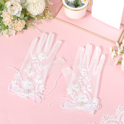 Guantes de novia de encaje de poliéster&nbsp;AJEW-WH20120-23A