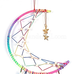 Decoraciones colgantes con borlas de plumas de luna de color arcoíris&nbsp;PW-WG92679-01
