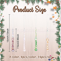 16 pendentif décoratif en perles de verre transparentes de 4 couleurs&nbsp;HJEW-PH02199