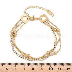 Mehrreihige Armbänder aus Edelstahl 304 mit Satellitenkette und Strass-Becherkette für Damen&nbsp;BJEW-B171-03G
