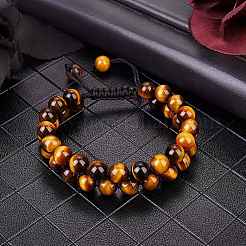 Natürliches geflochtenes Tigerauge-Perlenarmband&nbsp;BJEW-SW00001-11
