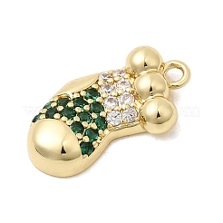 Colgantes de circonita cúbica micro pavé de latón navideño&nbsp;KK-L258-04G-F01