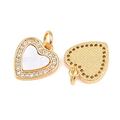 Pendentifs en laiton micro pavé de zircone cubique transparent pour la saint-valentin&nbsp;ZIRC-F148-12C-G