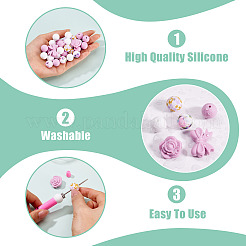 34 pièces 6 styles de perles de silicone&nbsp;SIL-TA0003-51A