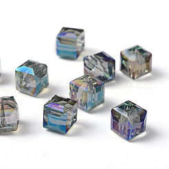 Sfaccettate perle di vetro del cubo electorplated&nbsp;X-EGLA-E006-1J