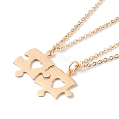304 Edelstahl Puzzleteil Anhänger Halsketten Sets&nbsp;NJEW-JN03516