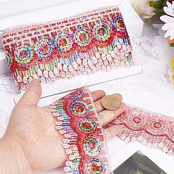 4~4.5 m de bordure en dentelle de polyester de style ethnique avec paillettes colorées&nbsp;OCOR-GF0002-39B