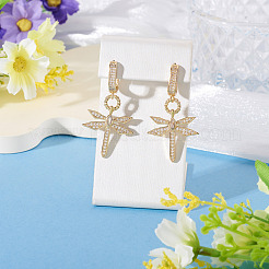 1 paio di eleganti orecchini a cerchio in ottone con zirconi cubici trasparenti a forma di libellula&nbsp;EJEW-TA0008-62