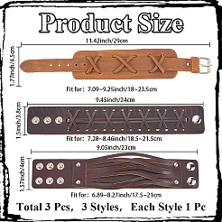 3 bracelet en cordon de simili cuir pour homme&nbsp;BJEW-CL0001-54B