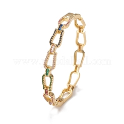 Rack placage laiton micro pave zircone cubique lien bracelets pour les femmes&nbsp;BJEW-E071-32G