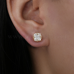 925 Ohrstecker aus Sterlingsilber mit Mikropavé-Fassung und quadratischen Zirkonia für Damen&nbsp;QK6381-1