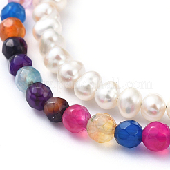 Set di braccialetti con perline in agata naturale e perle d'acqua dolce&nbsp;BJEW-JB05145-03