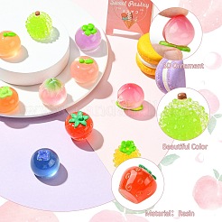 10 Stück 10 Stile Obst transparente Harz Cabochons&nbsp;RESI-CJ0004-83